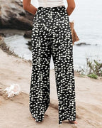 Angerella Womens Elastic High Waisted Palazzo Pants Casual Wide Leg Long Lounge Pant Trousers with Pocket - Image 4