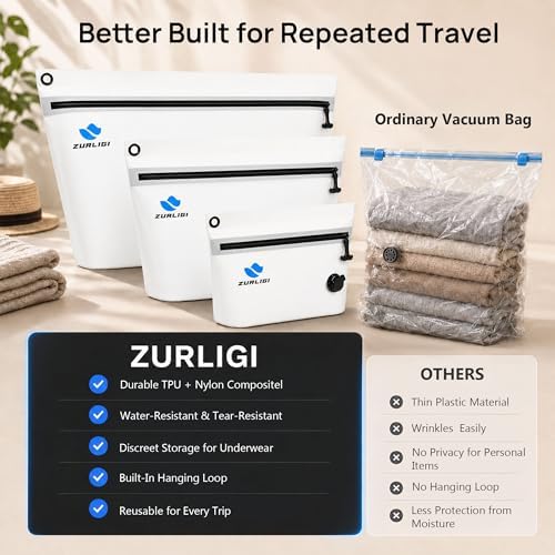 Zurligi Travel Vacuum Bags Kit with Pump, 6-Pack for Clothing & Underwear - Image 3