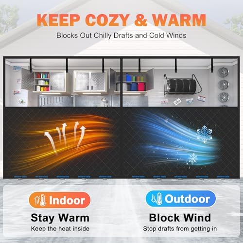 Car Garage Door Insulation Kit Fits 16x7FT, Magnetic Thermal Insulated Door Curtains for Winter with Clear Window, Garage Door Cover Blanket Panels Screen for 2 Car Garages - Image 2