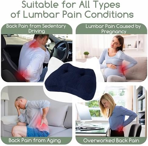 Lumbar Support Pillow for Recliner Chair/Accent Chair/Couch/Office Chair, Tufted Corduroy Back Support Cushion for Elderly, M-Shaped Recliner Cushions for Back Rest, Pain Relief, Reading, Navy - Image 5