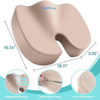 Gel Seat Cushion, Cooling Memory Foam Cushion for Office Chair, Khaki - Image 3