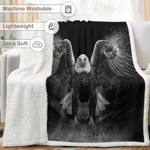 Sleepwish Bald Eagle Sherpa Blanket Powerful Animal Blanket Print Throw - Image 6