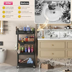 Goovilla Rolling Makeup Organizer Cart with Removable Drawer, 4 Tier Black - Image 7