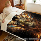 Dragon Sherpa Blanket Fire Fantasy Throw Blanket for Men Soft Warm Cozy 50x60 Inches Power Energy Design Gamer Room Bedroom Decor Mythical Gift for Birthday Housewarming Anniversary - Image 3