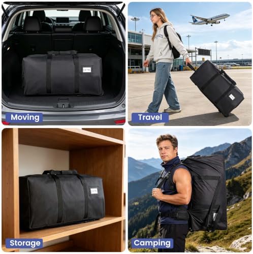 Heavy Duty Moving Bags with Wheels, 2-Pack 92L Foldable Rolling Duffle Bag - Image 6