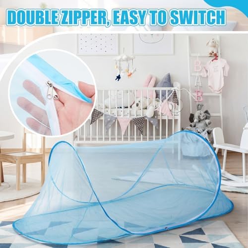 2 Pcs Mosquito Netting for Camping Bed 78 * 31 * 22 Inch, Blue - Image 5