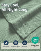 LANE LINEN 100% Cotton Blanket Twin, 300 GSM Waffle Textured - Sage Green - Image 4
