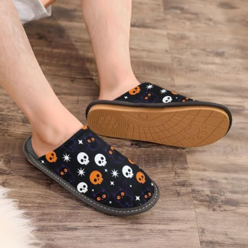 Travel Slippers Halloween Black Cat and Skulls - Image 3