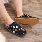 Travel Slippers Halloween Black Cat and Skulls - Image 3