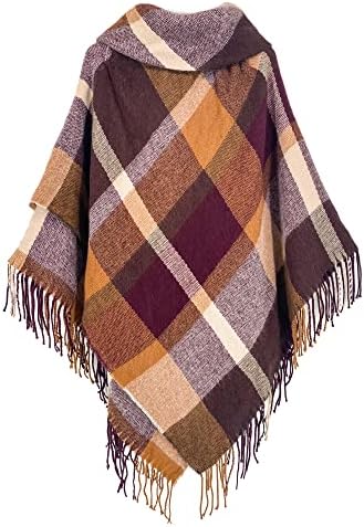 Moss Rose Women's Travel Plaid Shawl Wrap Open Front Poncho Cape for Fall Winter - Image 3