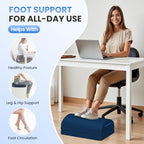 TranquilRelax Foot Rest Under Desk, 3-Height Adjustable Foot Stool, Blue - Image 4