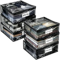 Plastic Storage Bags with Easy-Glide Zipper, Pack of 6, Durable Clear Vinyl Zippered Storage Bags for Clothes Sweaters Comforters Blankets Sheets Bedding (15.7 x 13.8 x 3.9 Inch, Transparent Black) by Kikerike