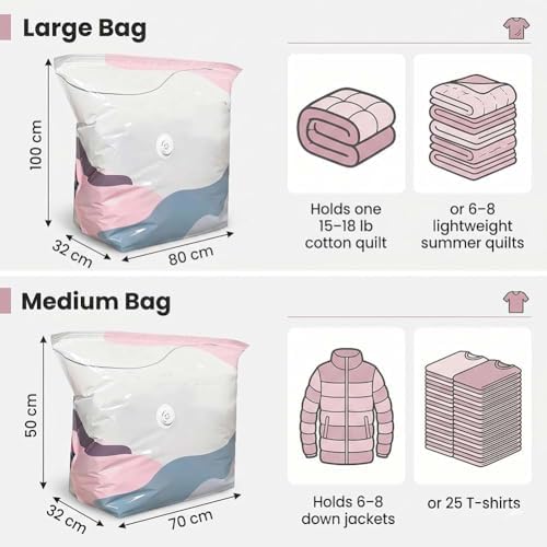 No Pump Vacuum Storage Bags,Thickened Stereoscopic No-Pump Vacuum Compression Bag,3d Compression Bags For Storage Press & Seal Large Capacity For Comforters, Blankets, Clothes & Closet (4PCS-M+L) - Image 7