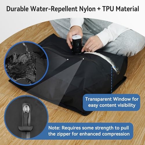 Travel Compression Storage Bags Reusable Bags Rechargeable Wireless Pump Portable Space Saver Bags for Travel-Vacuum Packing Seal for Clothes, Blankets, 19.7×15.7×5.9in, Suitcase Backpack & Luggage - Image 5