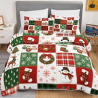 HOSIMA Christmas Bedspread Plaid Patchwork Quilt Queen with 2 Pillowcases. - Image 3