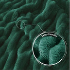 Exclusivo Mezcla Striped Queen Size Fleece Blanket for Bed, Forest Green - Image 5