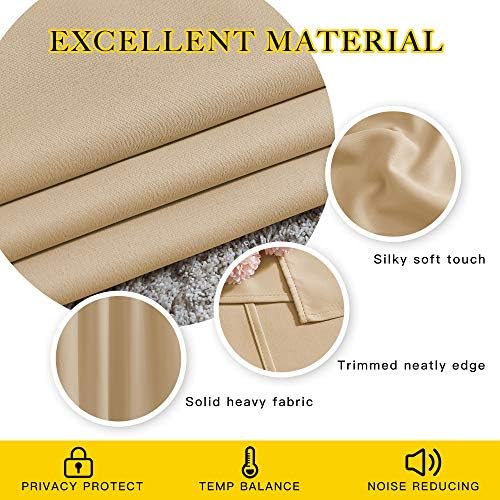 NICETOWN Room Darkening Grommet Panels - (52 inches Width, Biscotti Beige, 2 Panels) Baby Room Window Curtains 108 inches Long, Privacy Draperies - Image 5