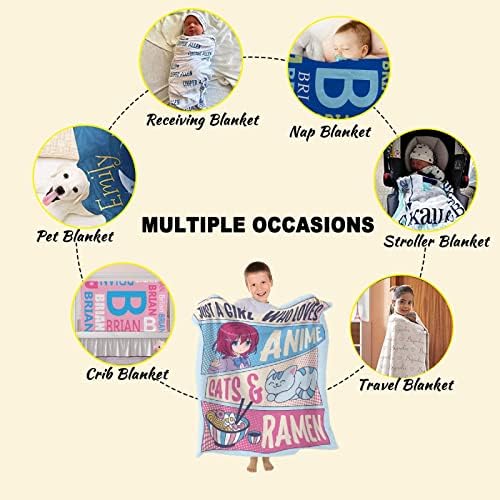 Anime Throw Blanket, Anime Gifts for Girls, Kawaii Cats Ramen Decoration - Image 5