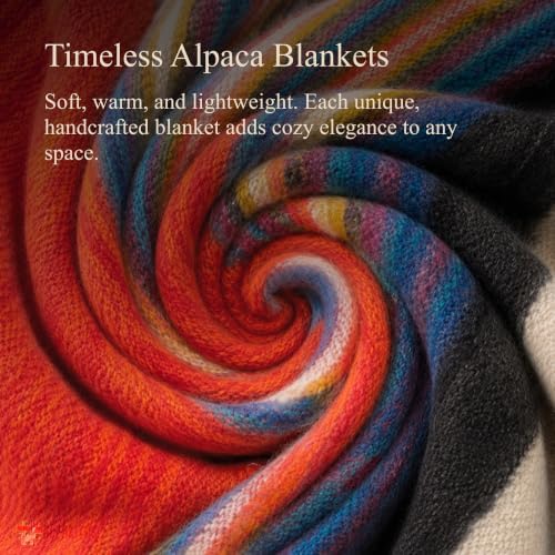 ALPAKITAS Alpaca Wool Blanket – Twin Size, 75 x 38 Inches – Warm & Lightweight – Couch, Bed, or Outdoor Blanket – Orange & Blue - Image 3