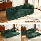 3-in-1 Queen Convertible Sofa Bed Boneless Sleeper Couch Dark Green - Image 3