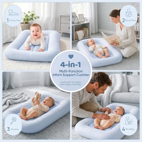 Baby Lounger, Infant Support Cushion 0-24 Months, Light Blue - Image 6