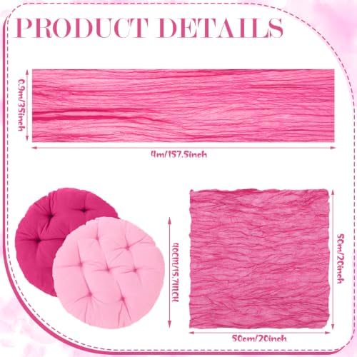 Beeveer Picnic Kit Fit for 8 People 71 x 118'' Extra Large Outdoor Picnic Blanket with Rose Red Table Runner Napkins Pink Floor Pillows Cushions for Wedding Birthday Baby Shower Backyard Decor - Image 6
