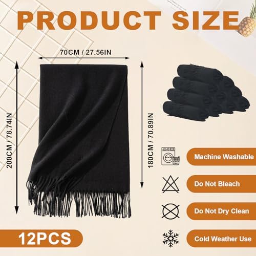 12Pcs Shawls Bulk Pashmina Wraps for Wedding Shawls and Wraps for Guests - Image 2