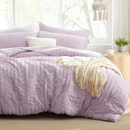 Seersucker Lavender California King Comforter Set, 7-Piece Bed in a Bag by Lovescabin