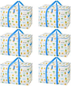 VENO 6 Pack Heavy Duty Moving Bags, Extra Large Storage Bags with Reinforced Handles & Strong Zippers, Foldable & Reusable Moving Box Alternative for Clothes & Dorm Storage by Veno