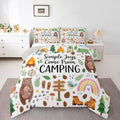 Erosebridal Cute Camping Theme Full Bedding Set for Kids, RV Camper Travel Trailer Bed Comforter Sets for Girls Boys Teen, Forest Themed Bear Quilt Duvet Set, Camping Lovers Gifts Room Decor by Erosebridal