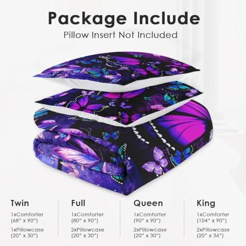 WeCozy King Comforter Set, 3 Pieces Butterfly Galaxy Bedding, All Season - Image 6