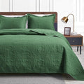 Love's cabin King Size Quilt Set Dark Green Bedspreads - Soft Bed Summer Lightweight Bedspread Comforter - Modern Style Coin Pattern Coverlet for All Season - 3 Pieces (1 Quilt, 2 Pillow Shams) by Lovescabin