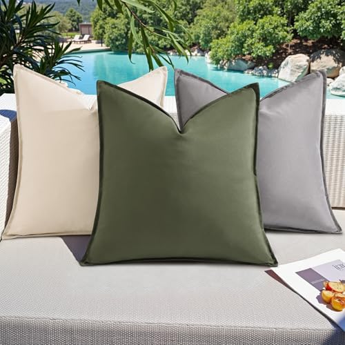 decorUhome Outdoor Waterproof Faux Linen Throw Pillow Covers 24x24 Set of 2 - Image 5