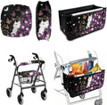 LedBack Universal Walker Accessories White Cat Purple Daisy Walker Seat Covers and Backrest Covers Durable Large Capacity Storage Basket for Wheelchair by LedBack
