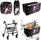 LedBack Universal Walker Accessories White Cat Purple Daisy Walker Seat Covers and Backrest Covers Durable Large Capacity Storage Basket for Wheelchair by LedBack