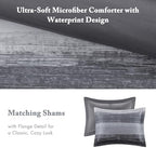 Madison Park Essentials Cal King Comforter Set, Bed in a Bag, Watercolor Print Coastal Comforter & Chambray Cotton Sheet Set, All Season Bedding, Saben, Black Cal King (104 in x 92 in) 9Piece - Image 4