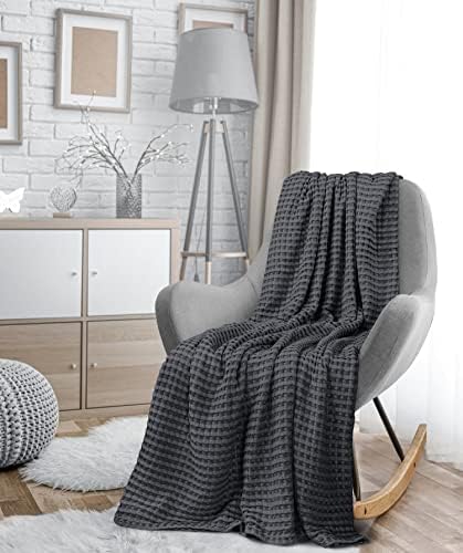 Utopia Bedding 100% Cotton Waffle Blanket Twin Size Charcoal, 90x72 Inch - Image 6