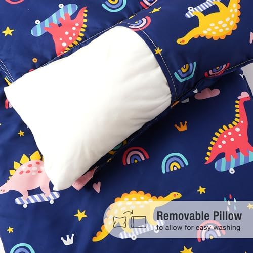 Bunnikins & Clover Toddler Nap Mat with Removable Pillow, Nap Mats for Preschool, Easy Clean Toddler Nap Pad for Kindergarten, Kids Sleeping Bag for Travel Camping - Image 2