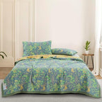 100% Cotton Muslin Botanical Blanket Jacquard Floral Plants Pattern Quilt, Soft Bed Cover Lightweight Breathable Gauzy Reversible Bedspread Coverlet Full/Queen(78"x94"), No Pillow Sham by Purefair