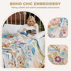 LUTBM Boho Throw Blanket for Bed 60"x80", All Season Cotton Couch Blankets - Image 3