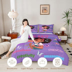 Erosebridal Black Girls Magical Comforter Set Butterflies Inspirational Quotes King Bedding Set African American Comforter Afro Pretty Girls Duvet Insert for Nursery Kids Princess Cute Room Decor - Image 4