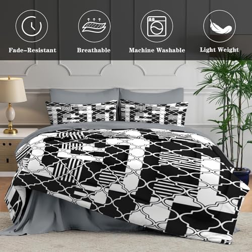 WeCozy Queen Comforter Set with Sheets, 7 Pieces Geometric Moroccan Bedding - Image 5