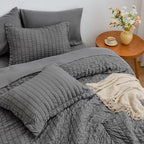 Love's cabin Seersucker Dark Grey California King Comforter Set, 7 Pieces California King Bed in a Bag, All Season Bedding Sets with Comforter, Flat Sheet, Fitted Sheet, Pillowcase and Pillow Sham - Image 4
