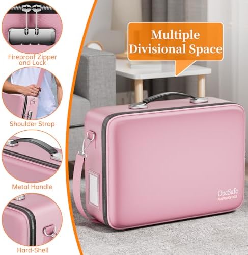 DocSafe Fireproof Document Box Hard Case with Lock ＆ Accordion File Folder - Image 4