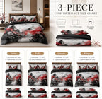 CCoutueChen Japanese Style Comforter Set Full Cherry Blossoms Bedding Black Red Chinese Watercolor Bed Set for Adult Women 3 Pcs All Season Soft Microfiber Down Alternative Comforter - Image 3