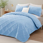 Exclusivo Mezcla 3-Piece Soft Quilts Queen Size Bedding Set, Sky Blue - Image 2