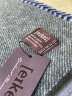 Eikei Merino Wool Throw Blanket Geo Wide Stripe Pattern Fringe Trim Soft Woolen Afghan Style Lightweight Machine Washable Cabana Stripes Scandi Style (Olive and Mustard, 55Wx78L) - Image 2