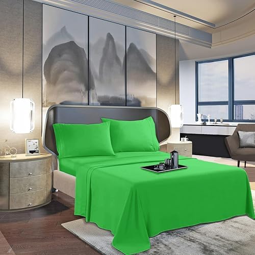 Mocassi Queen Sheet Set - Luxury Hotel 1800 Premier Bedding Sheets & Pillowcases - Ultra Soft Breathable & Cooling Bed Sheets - Deep Pocket - Wrinkle Resistant - 4 Piece - Queen, Emerald Green - Image 3
