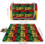 Reggae Rasta Flag Black Art Family Outdoor Beach Blanket Waterproof Camping Picnic Blankets Grass Lawn Park Picnic Mat - Image 2