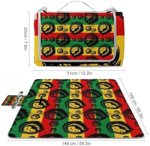 Reggae Rasta Flag Black Art Family Outdoor Beach Blanket Waterproof Camping Picnic Blankets Grass Lawn Park Picnic Mat - Image 2